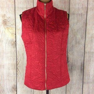 NINE WEST Red Scroll Quilted High Neck Vest Sz S